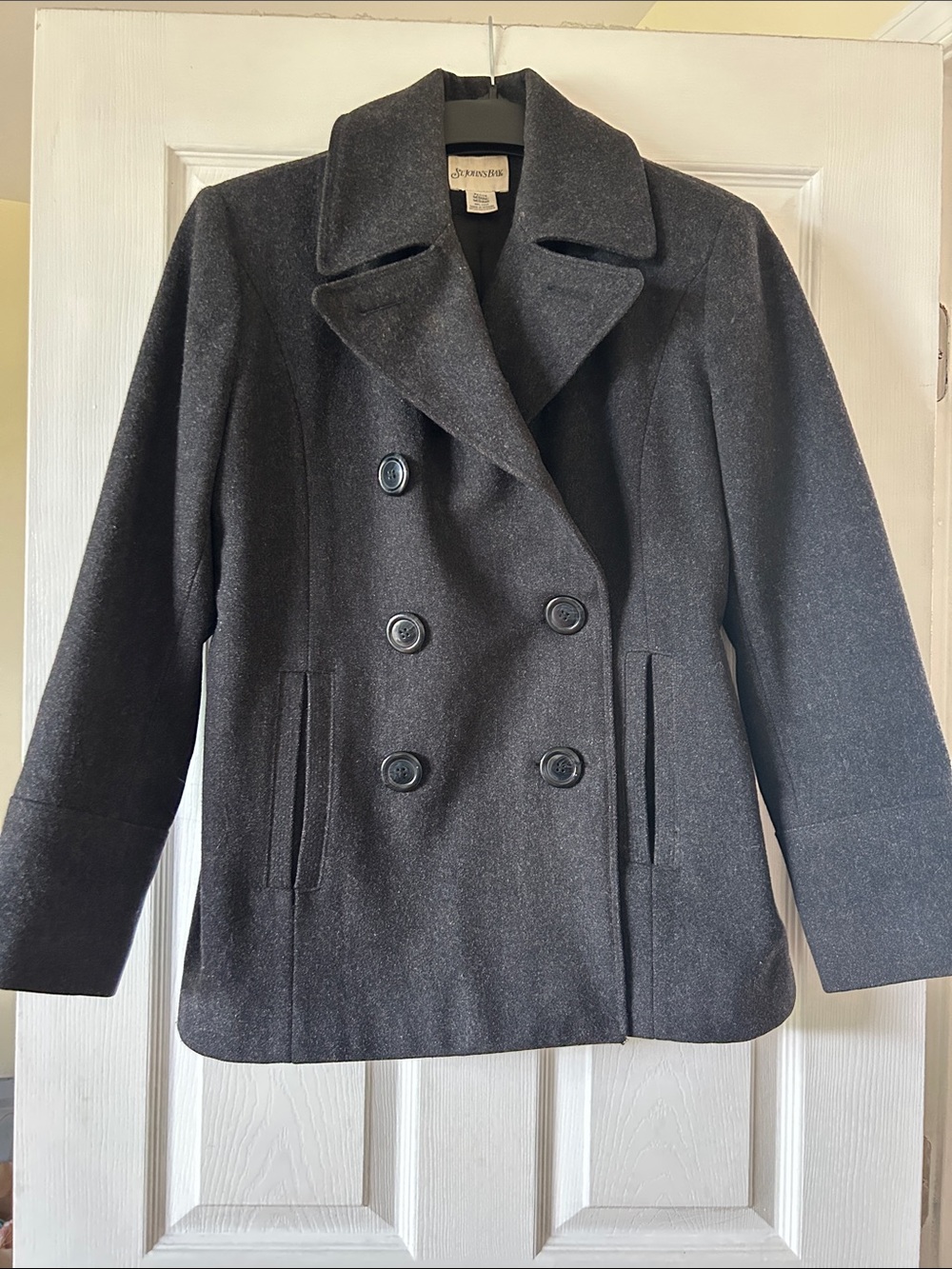 St. John's Bay Dark Gray Double-Breasted Peacoat